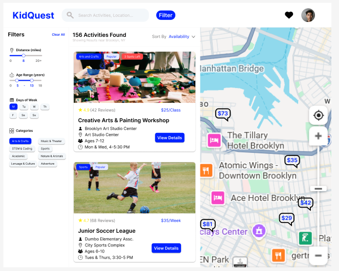 Activities Page Filter
